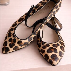 Essex Lane Leopard-Print Mary Jane Flats with Black Trim